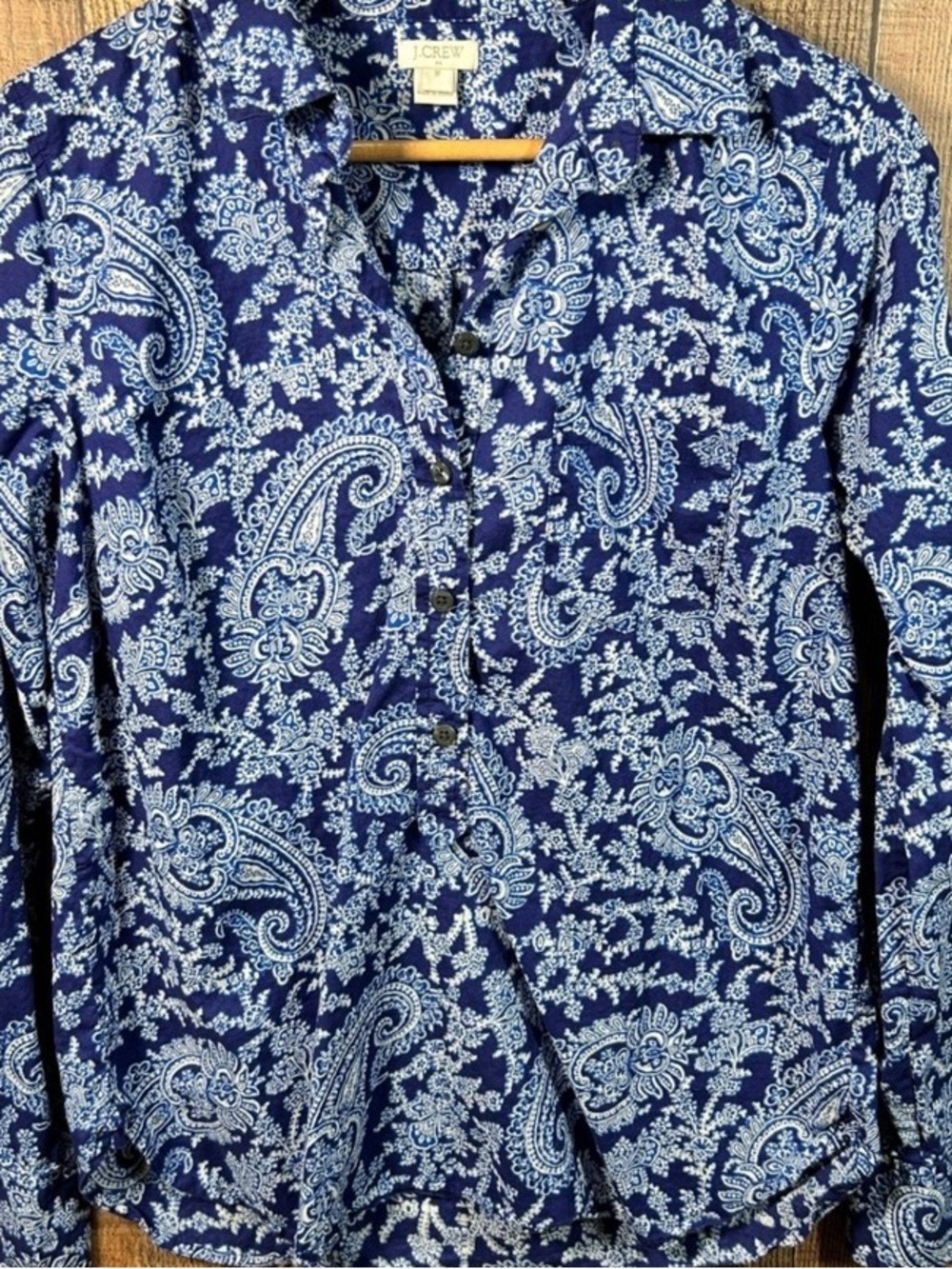 J. Crew Navy Blue Paisley Button-Down Shirt